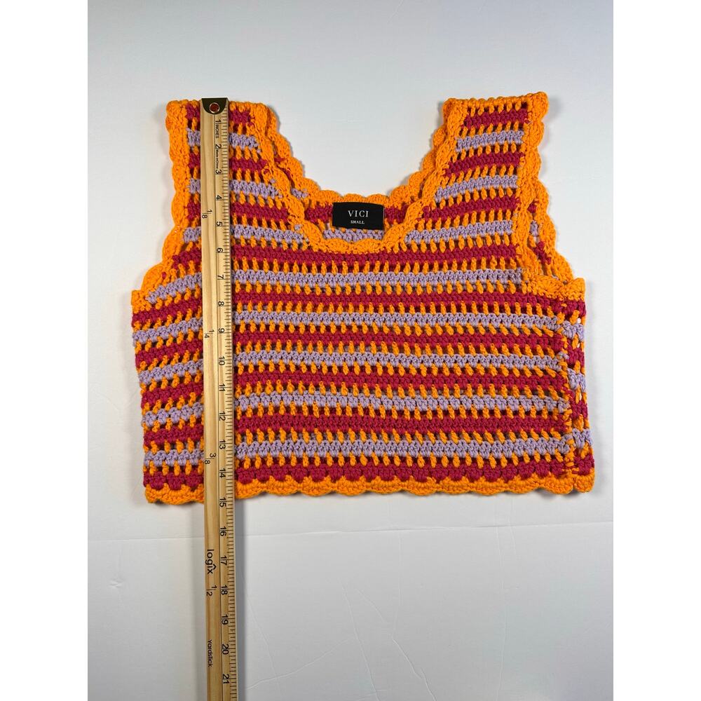 NWOT VICI Mirena Crochet Crop Cover Up Top Size S Festival Boho Indie Resortwear - Picture 5 of 7